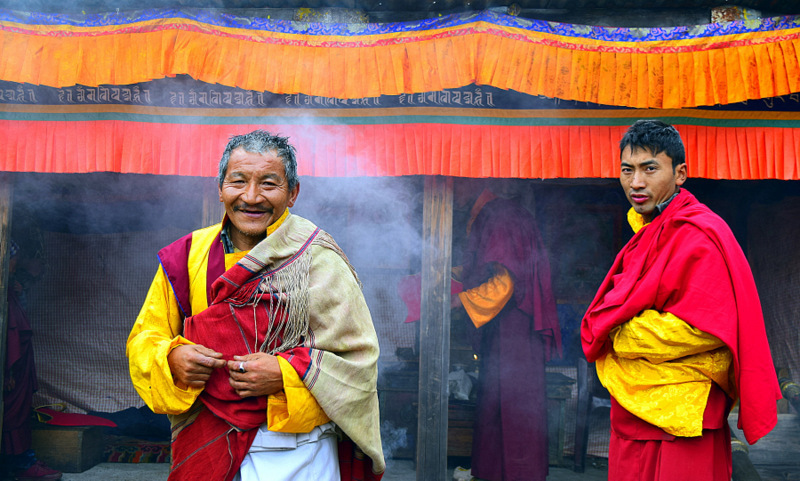 Monks at the village festival